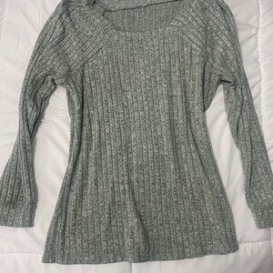 Women's Green Ribbed Sweater